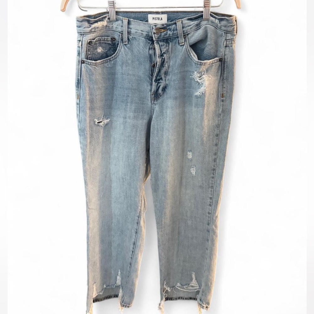 Pistola Faded Blue Distressed Boyfriend Jeans